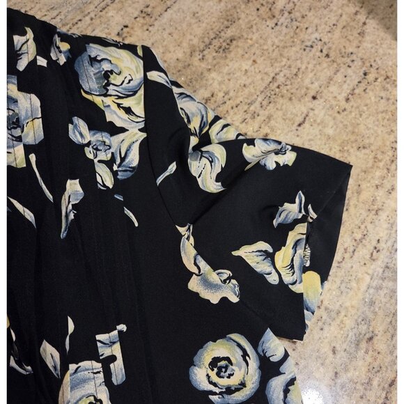 Vtg Kathie Lee Sz 14 Maxi Dress Black Pastel Tie Back Pintuck Pleat - Picture 12 of 16